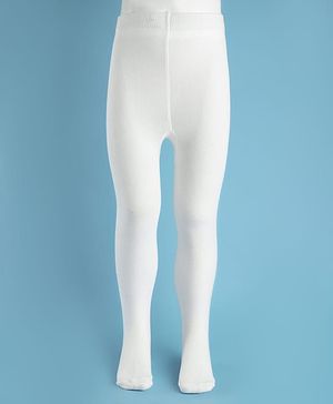 Cute Walk by Babyhug Knit Full Length Antibacterial Solid Colour Tights - White