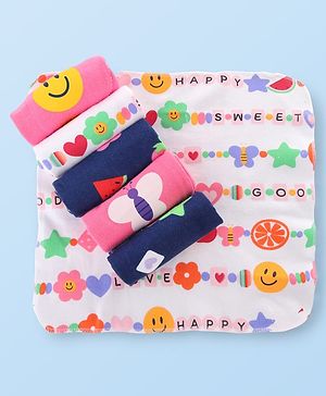 Babyhug Cotton Knit Printed Hand & Face Towel Pack Of 6 L 27 x B 28 cm - Multicolour