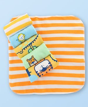 Babyhug Cotton Knit Printed Face & Hand Towel Pack Of 6 L 27.5 x B 28 cm -  Multicolour