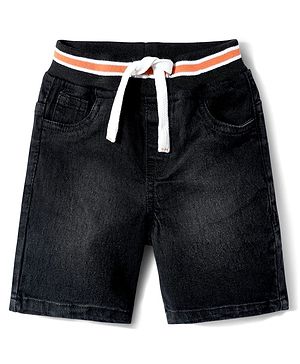 Babyhug Denim Solid Coloured Shorts With Stretch - Black