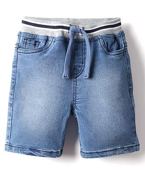Babyhug Denim Solid Color Shorts With Stretch - Light Blue