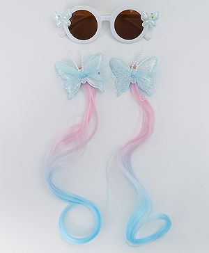 Babyhug Free Size Clips & Sunglasses Combo Set With Butterfly Applique - Multicolor