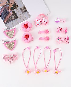 Babyhug Free Size Floral & Bow Applique Hair Accessories Combo Sets - Pink