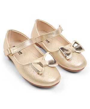 Cute Walk by Babyhug Velcro Closure Ballerina With Bow Applique - Golden