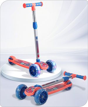 Babyhug 3 Wheel Foldable Kids Scooter With LED Light 4 Level Height Adjustment - Orange & Blue Babyhug 3 Wheel Foldable Kids Scooter With LED Light 4 Level Height Adjustment - Orange & Blue
