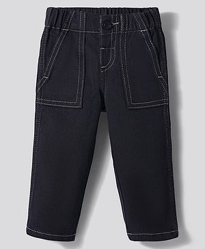 Bonfino Woven Full Length Straight Fit Washed Denim Jeans - Black