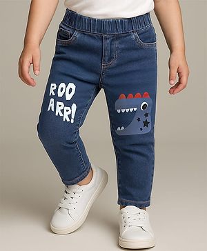 Mark & Mia Full Length Denim Jeans with Dino Graphics - Navy Blue