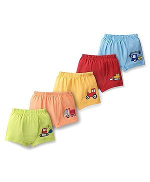 Doodle Poodle 100% Cotton Single Jersey Knit Trunks With Vehicle Print Pack Of 5 - Multicolour