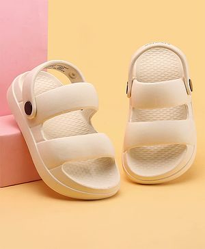 Pine Kids Solid Clogs With Back Strap - Beige