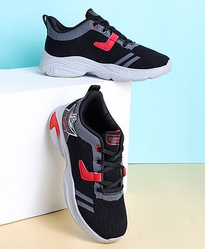 ABROS Play Big Text Designed Colour Blocked Lace Up Shoes - Black & Red