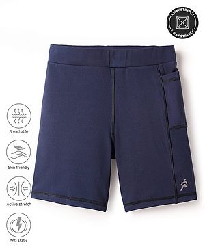 Pine Active Premium Knit Ultra Comfort Super Stretch Aero Soft Solid Cycling Shorts - Navy Blue