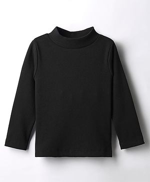 Smarty Girls 100% Cotton Knit Full Sleeves Solid Color T-Shirt - Black