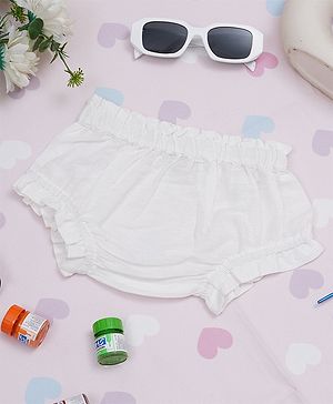 Creative Kids Cotton Woven Solid Shorts - White