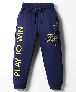 Pine Kids Knit Full Length Lounge Pant With Play To Win Print - Navy Blue