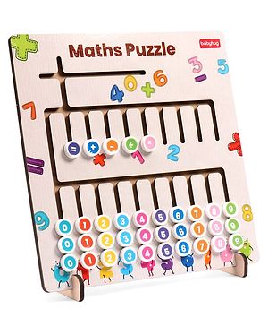 Babyhug Wooden Maths Puzzle Board for Kids| Learn Counting, Number Tracing & Matching| Montessori-Inspired Educational Toy| Early Brain Development| Motor Skills| Gift for Boys & Girls
