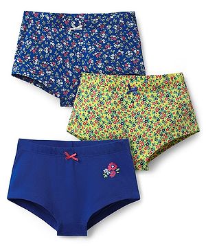 Pine Kids Cotton Elastane Knit Hipsters With Floral Print Pack Of 3 (Colour May Vary)