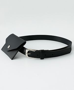 Pine Kids Solid Belt  with attach Wallet - Black