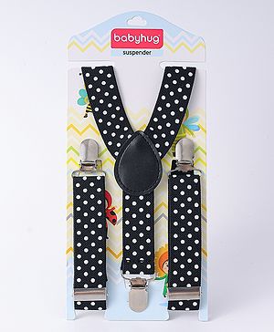 Babyhug Free Size Suspender With Polka Dots Print - Black