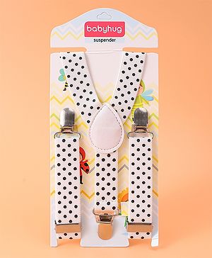 Babyhug Suspender with Polka Dot Design Free Size - White