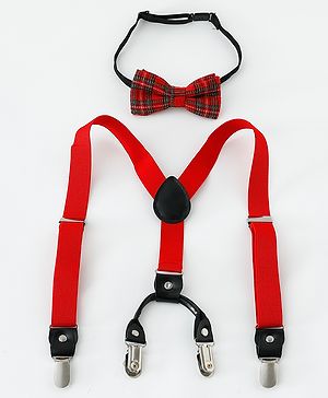 Babyhug Bow and Suspender Set - Red