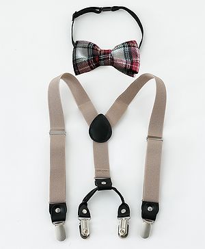 Babyhug Bow & Suspender Set Free Size - Light Brown