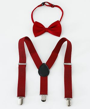 Babyhug Bow and Suspender Set - Wine