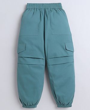 Aww Hunnie 100% Cotton Twill Solid Cargo Joggers - Green