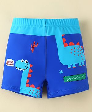 Babyhug Swimming Trunk With Dino Print - Light Blue