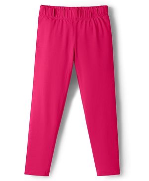 Pine Kids Knit Full Length Solid Leggings with Stretch - Fushsia