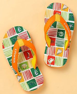 Pine Kids Slip On Flip Flops with Nautical Theme Print - Multicolor