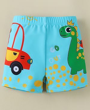 Babyhug Swimming Trunk With Dino Print - Light Blue