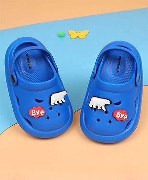 Cute Walk by Babyhug Clogs With Bear & Text Applique - Blue
