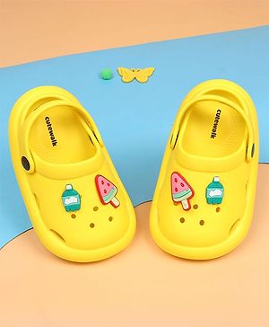 Cute Walk by Babyhug Back Strap Clousre Clogs With Ice Cream Applique - Yellow
