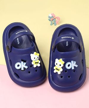Cute Walk by Babyhug Clogs With Back Strap Closure & Kitty  Applique - Purple