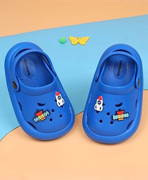 Cute Walk by Babyhug Back Strap Closure Clogs With Space Theme Applique - Blue