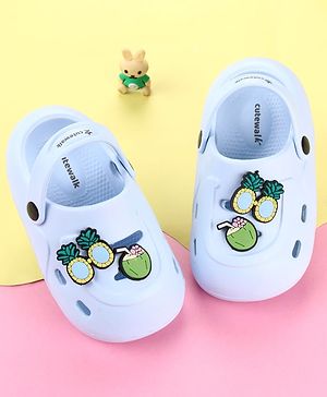 Cute Walk by Babyhug Clogs with Pineapple Applique & Back Strap - Light Blue