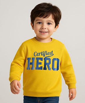 Babyhug 100% Cotton Full Sleeves Sweatshirt With Graphics - Yellow