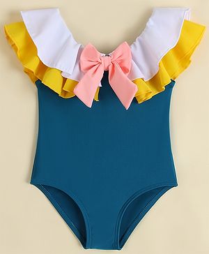 Babyhug Sleeveless V Cut Swimsuit - Blue