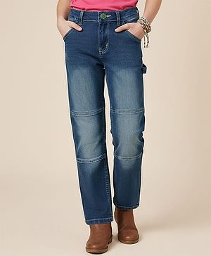 Pine Kids Denim Woven Full Length Cut & Sew Washed Jeans - Blue