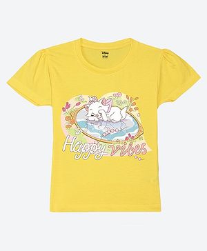 Wear Your Mind Cotton Disney The Aristocats Featuring Half Sleeves Marie Printed Tee - Yellow