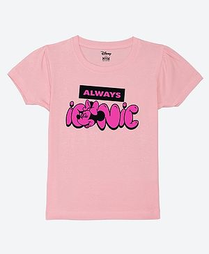 Wear Your Mind Cotton Disney Mickey & Friends Featuring Half Sleeves Minnie Mouse Printed Tee - Pink