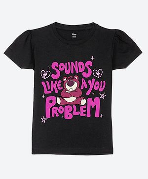 Wear Your Mind Cotton Knit Disney Toy Story Featuring Half Sleeves Lotso Printed Tee - Black