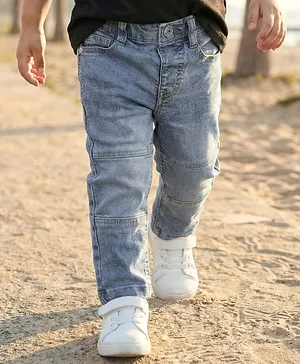 Babyhug Denim Full Length Washed Cut
                              & Sew Jeans With Stretch - Blue