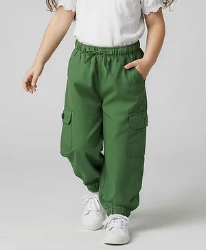Babyhug Twill Full Length Solid
                              Trouser With Stretch - Olive Green