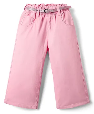Babyhug
                              Twill Full Length Wide Leg Solid Color
                              Trouser with Stretch & Belt - Pink