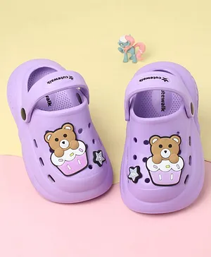 Cute Walk by Babyhug Clogs With Back Strap
                      Closure & Teddy Applique - Purple