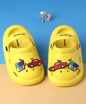 Cute Walk by Babyhug Clogs With Back Strap Closure & Car Applique - Yellow