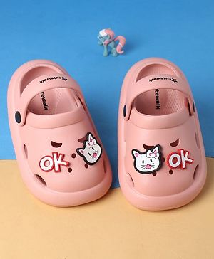 Cute Walk by Babyhug Clogs With Back Strap Closure & Kitten Applique - Pink