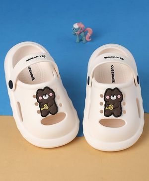Cute Walk by Babyhug Clogs with Back Strap & Applique - White