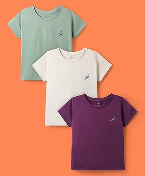 Pine Active Knit Half Sleeves Solid Color T-Shirts Pack of 3 - Multicolor